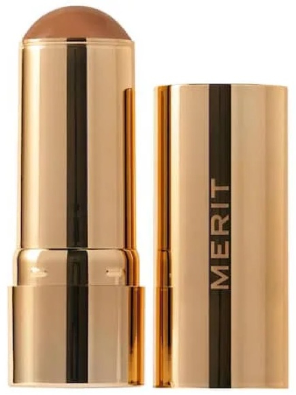 Merit Tinted Foundation Stick — Warm Brown Shade / Clay Shade